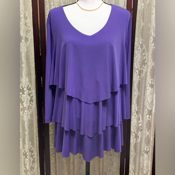 Susan Graver Tops - SUSAN GRAVER PURPLE TIERED TOP - SZ XL